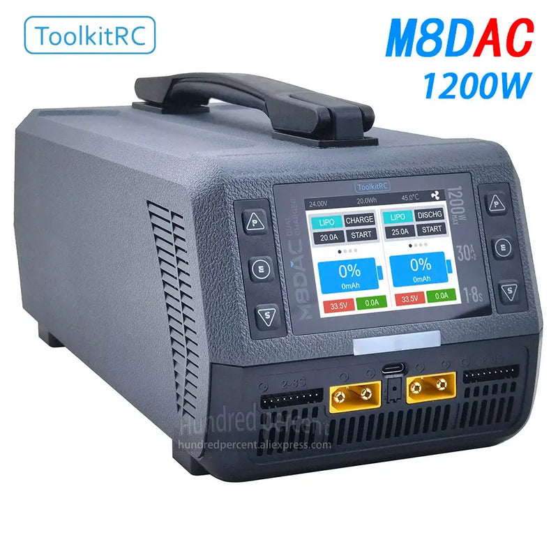 ToolkitRC M8DAC intelligent charger 2-channel 1-8S IPS display AC 1200W 50A 30A model car 1/5 1/6 1/7 fast charging Random Recon