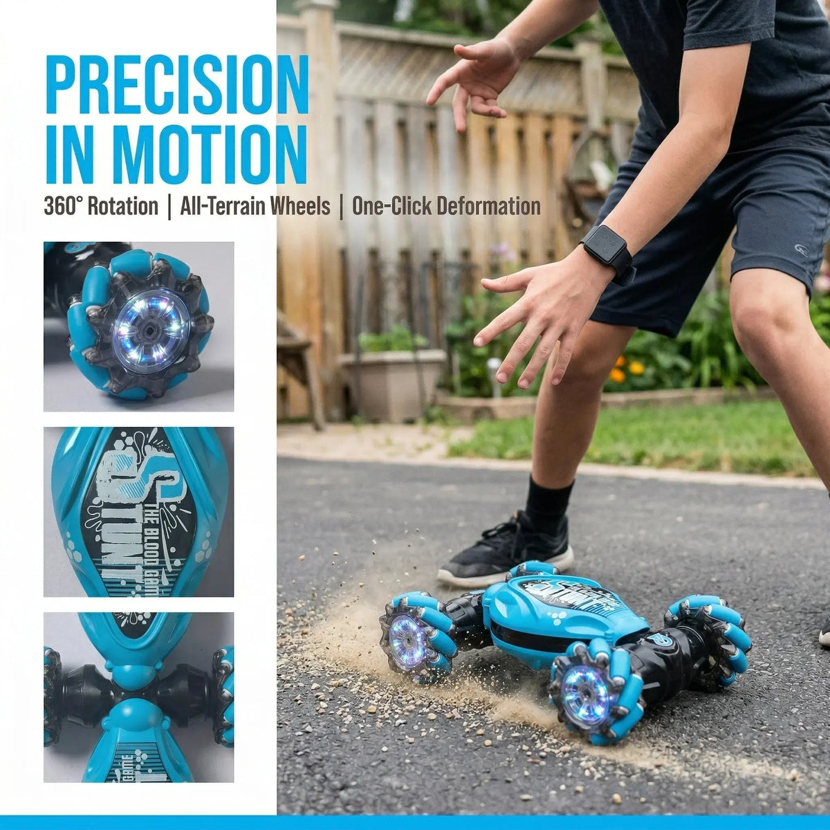 New Arrival Gesture Sensing Deformable Remote Control Car, Viral Hit Gift. 4WD Stunt Twist Off-Road Climbing RC Toy Car, Ideal Birthday & Christmas Present Random Recon