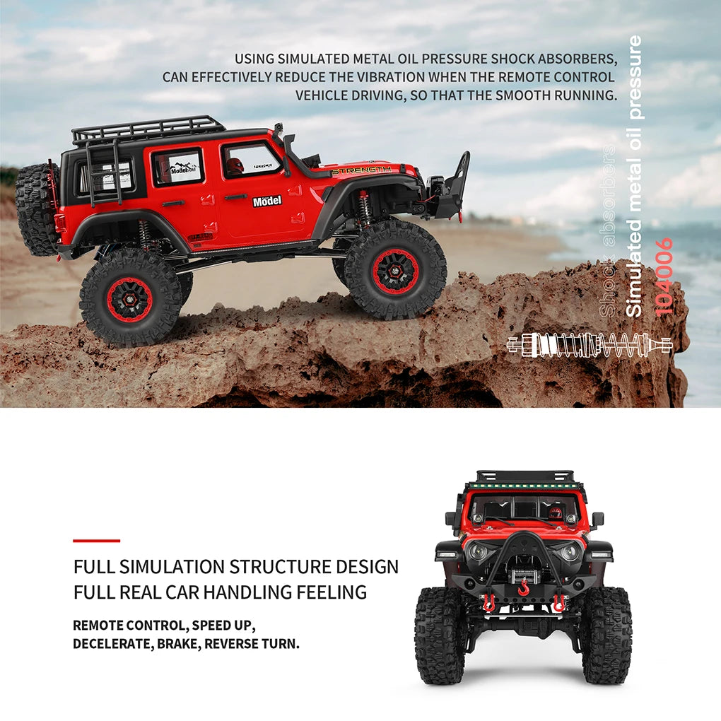 1/10 WLtoys 104006 RC Car 2.4G RTR Full Proportional Rock Crawler LED Drift Remote Control Vehicle 4WD Off-Road Climbing Car Toy