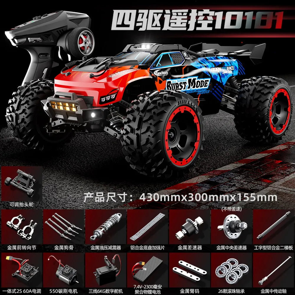 SCY10101 RC Car 1/10 Full Scale 4WD High-Speed Remote Control Toy Brushed Off-Road Climbing Racing Modle Car For Adult Gift