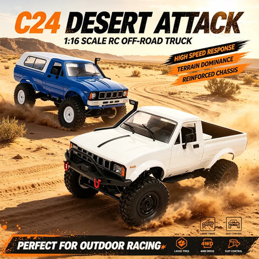 WPL C24-1 1:16 2.4G 4WD Full Proportional RC Truck Off Road Rock Crawler Remote Control Climbing Vehicle Model Toy Gift For Boys