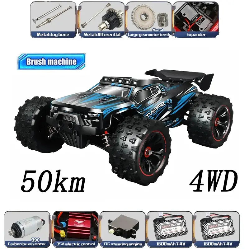 1:14 85KM/H or 50KM/H 4WD RC Car with LED Remote Control Cars High Speed Drift Monster 4x4 Truck for Kids Vs Wltoys 144001 Toys - Random Recon