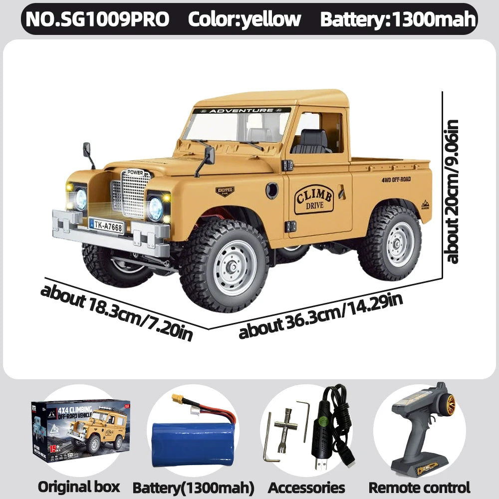 SG1009 SG1010 1/10 4WD RC car Defender RTR 2.4GHz Remote Control Off-Road Truck with LED Lights Metal Chassis Climbing Car Gift