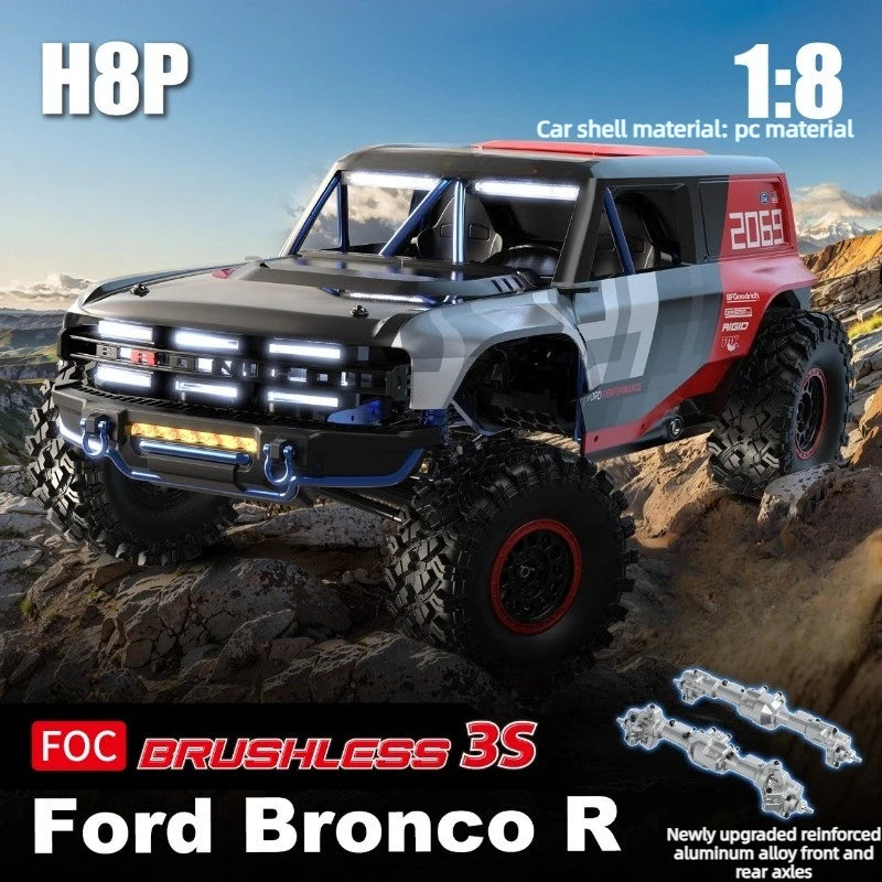 MJX H8H 1/8 Brushless RC Rock Crawler 4WD 8CH Transmitter LED Lights Rechargeable All Terrain Professional Remote Control Car