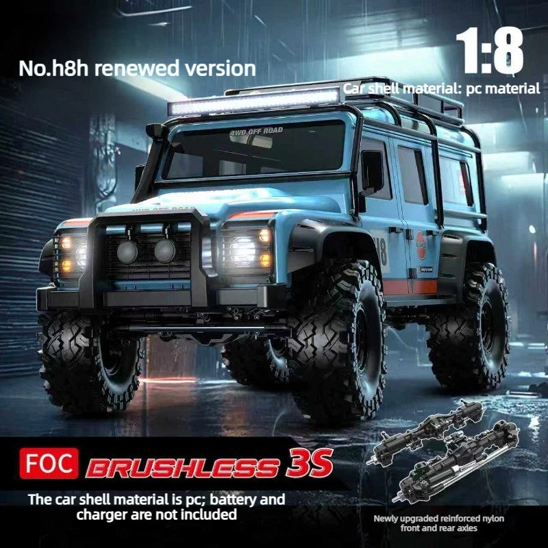 MJX H8H 1/8 Brushless RC Rock Crawler 4WD 8CH Transmitter LED Lights Rechargeable All Terrain Professional Remote Control Car
