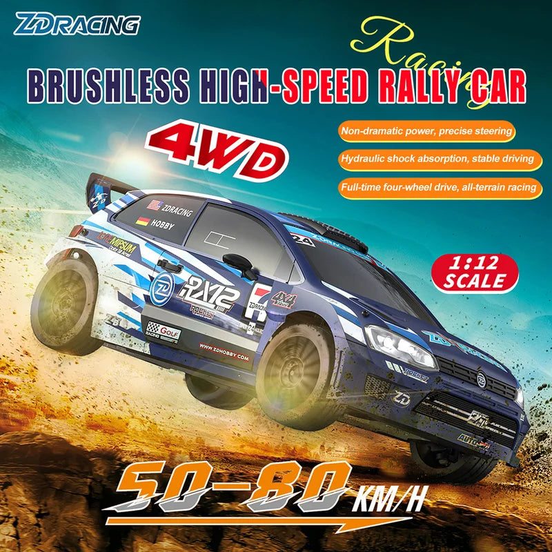 ZD RX12 1:12 RC Remote Control Rally Car 6-Channel 70KM/H Electric High-Speed Brushless 4WD Racing Car Remote Control Car RTR