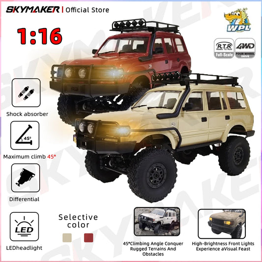 WPL C54 C54-1 1/16 RC Car LC80 Model 2.4G 4WD Off Road Remote Control LED Climbing RC Truck Electric Toy Car Gift for Boy