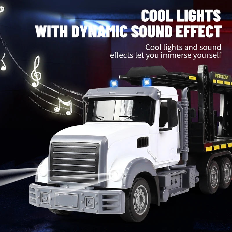 1:24 RC Container Trailer Remote Control Car Double-layer Truck Transport Vehicle Toy Car Model with Music Boy Toy Children Gift