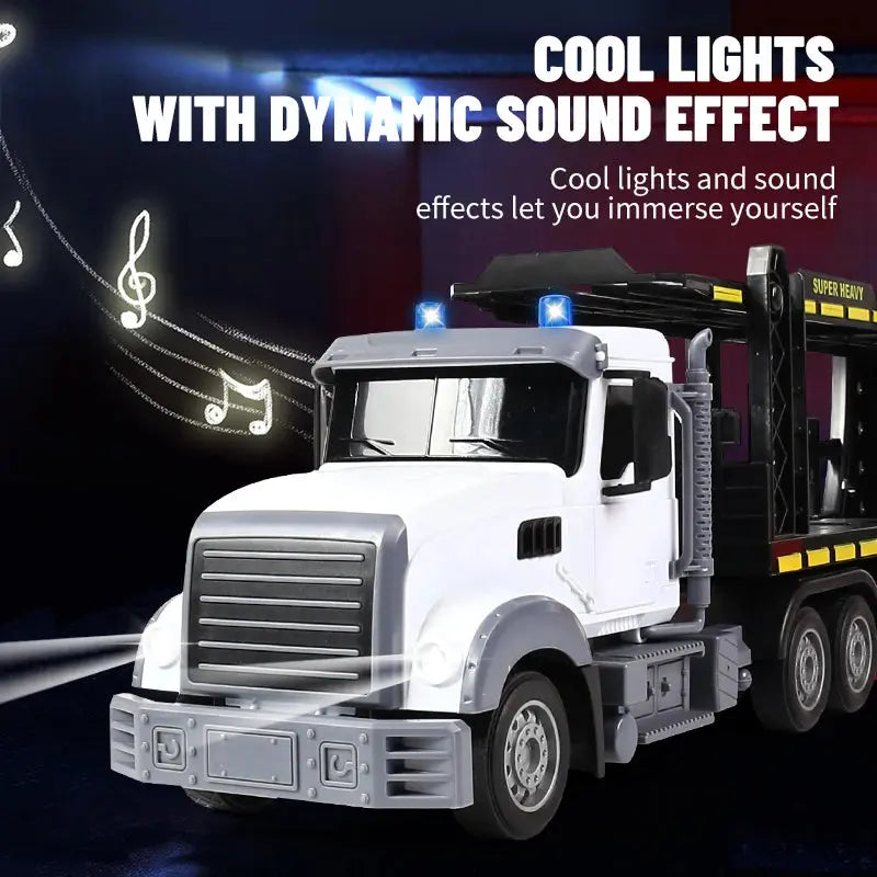 1:24 RC Container Trailer Remote Control Car Double-layer Truck Transport Vehicle Toy Car Model with Music Boy Random Recon