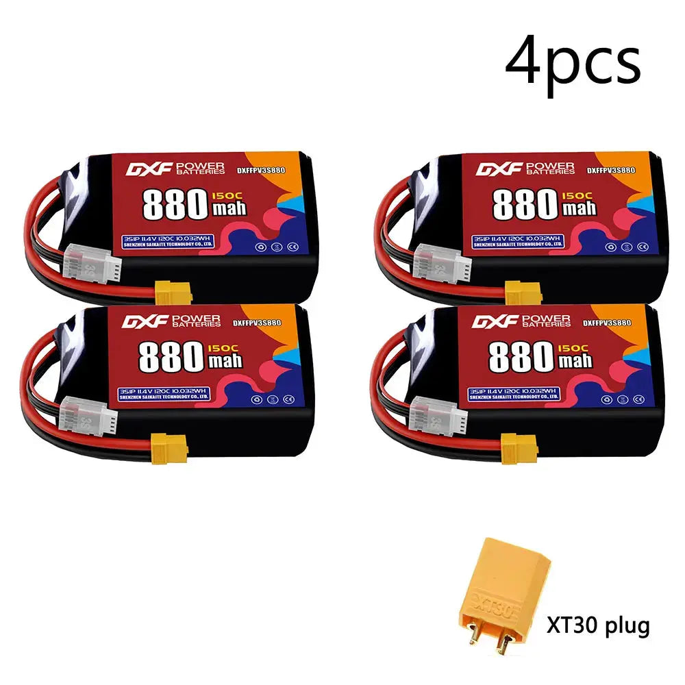 DXF 3S LiPo Battery 11.1V 150C - 650 to 1100mAh, XT30 / XT60 / JST Random Recon