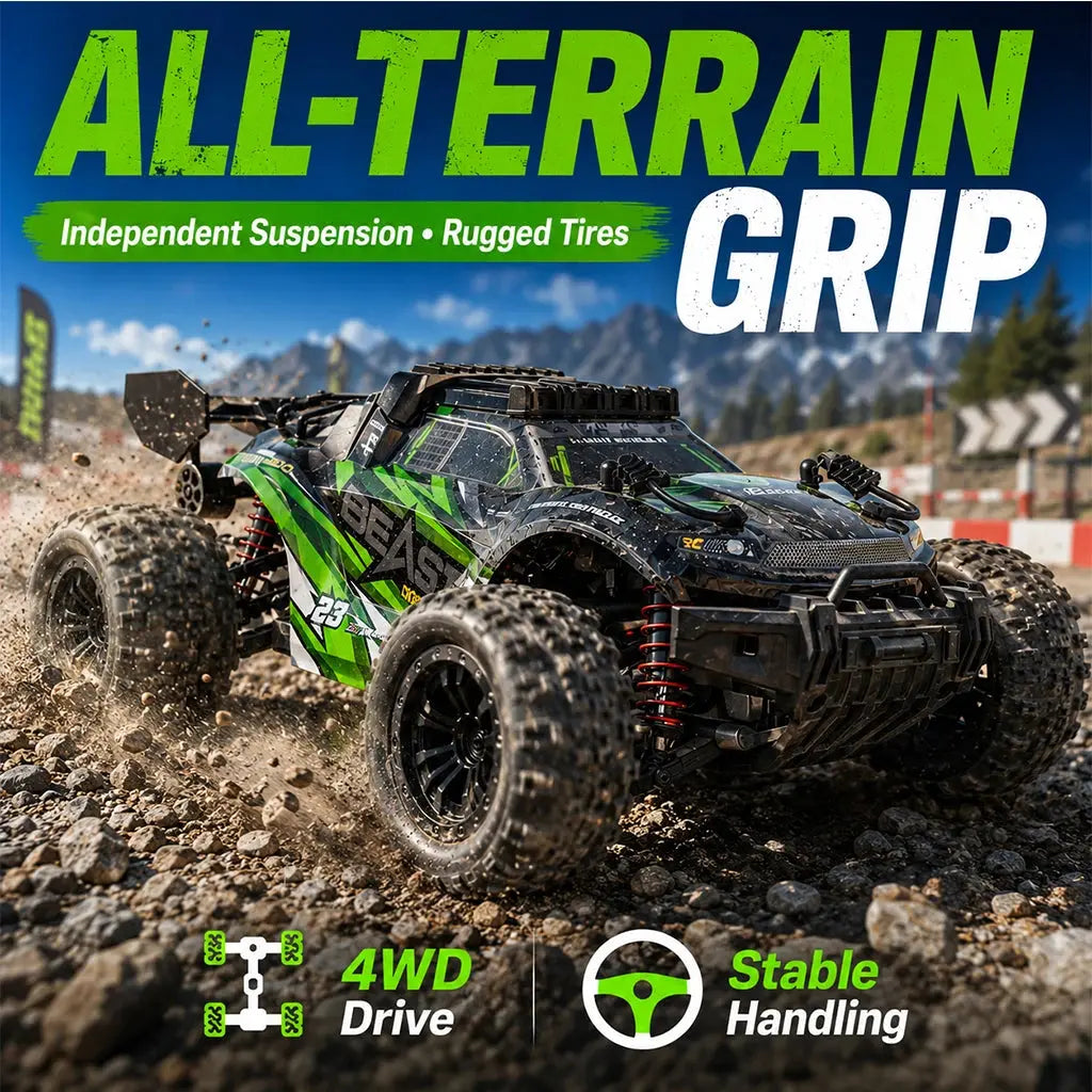 ZNLYRION 1:18 Scale 4-Wheel Drive RC Off-Road Car 35km/h All Terrain Racing Buggy Metal Bottom Plate Independent Suspension RC Toy For Adults Kids Random Recon