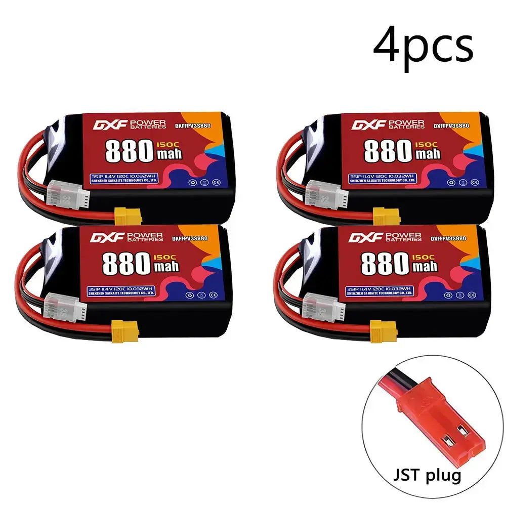 DXF 3S LiPo Battery 11.1V 150C - 650 to 1100mAh, XT30 / XT60 / JST Random Recon