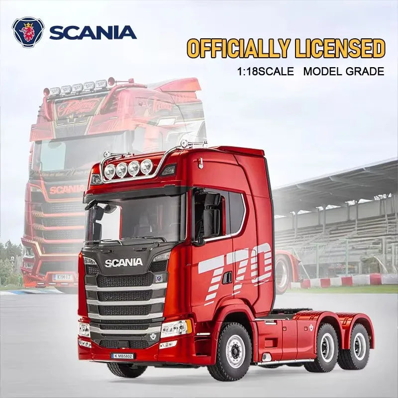RC Semi Trailer Truck 1:18 with Sound and Lights Remote Control Flatbed Tractor Engineering Car 770S Model Toy HUINA 1501