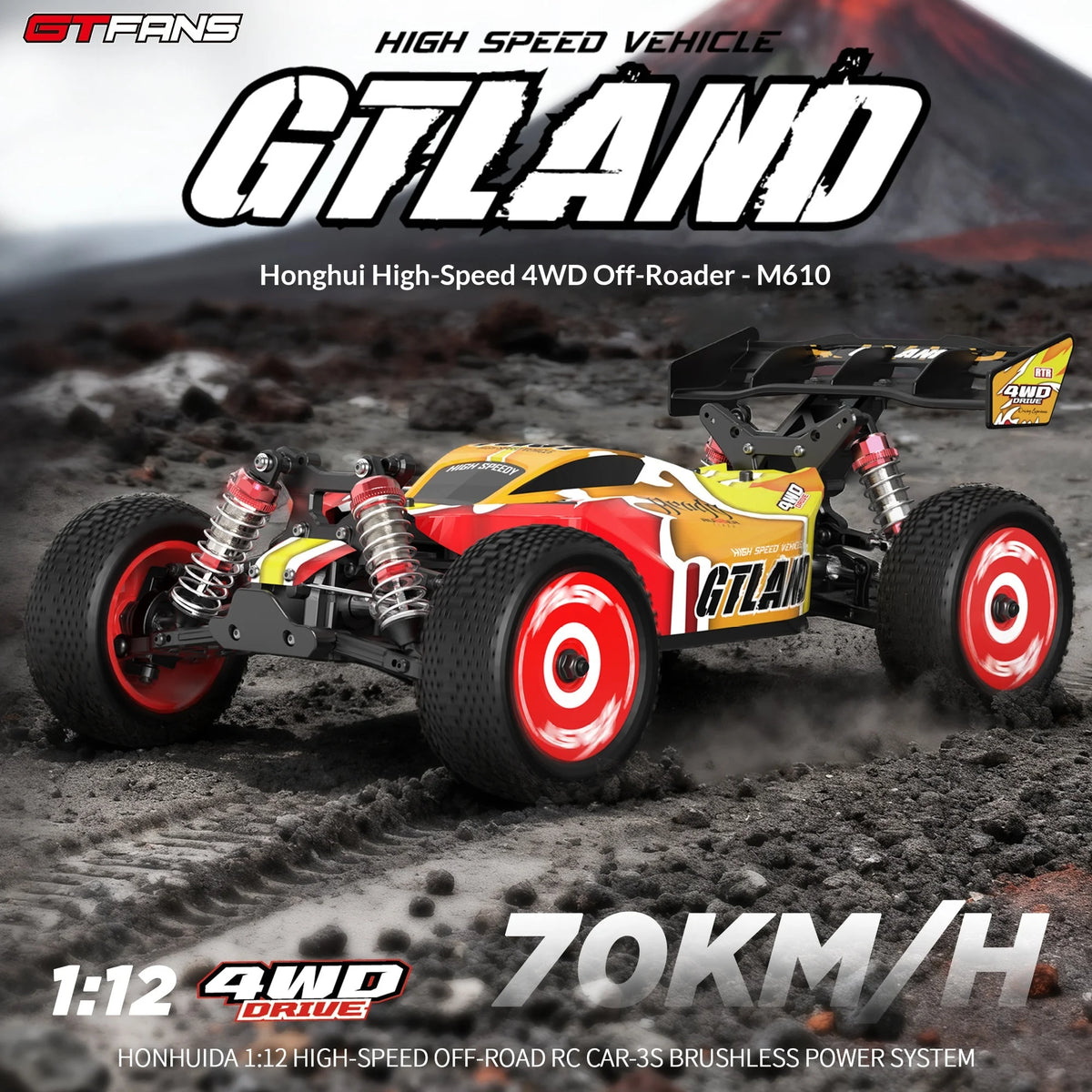 Gtfans Rc Remote Control Car M610 1 To 12 Scale Brushless Four Wheel Drive High Speed Off Road Electric Buggy For Adult Hobby