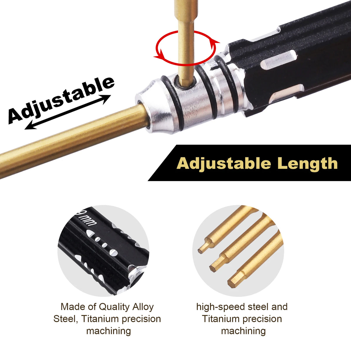 Hobbypark Mini RC Hex Driver Set 0.9 1.27 1.5mm Allen Screwdriver & Wheel Nut Wrench for Axial SCX24 1/24 Crawler
