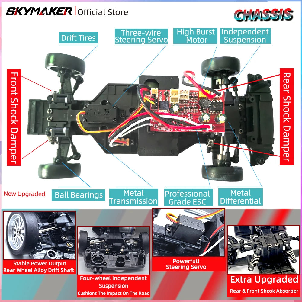 LDRC 1/18 RC Drift Car LD1804 Mazda MX5 2.4GHz with ESP Gyro LED Lights Full Scale Skymaker RC Toy Racing Cars For Kids Toy Gift