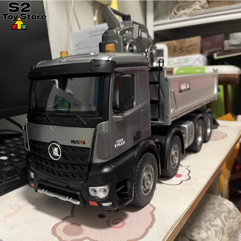 1:14 Scale HuiNa 1537 Alloy RC Dump Truck Mixer with Full Proportional Control Heavy Duty Engineering Vehicle Model Gift