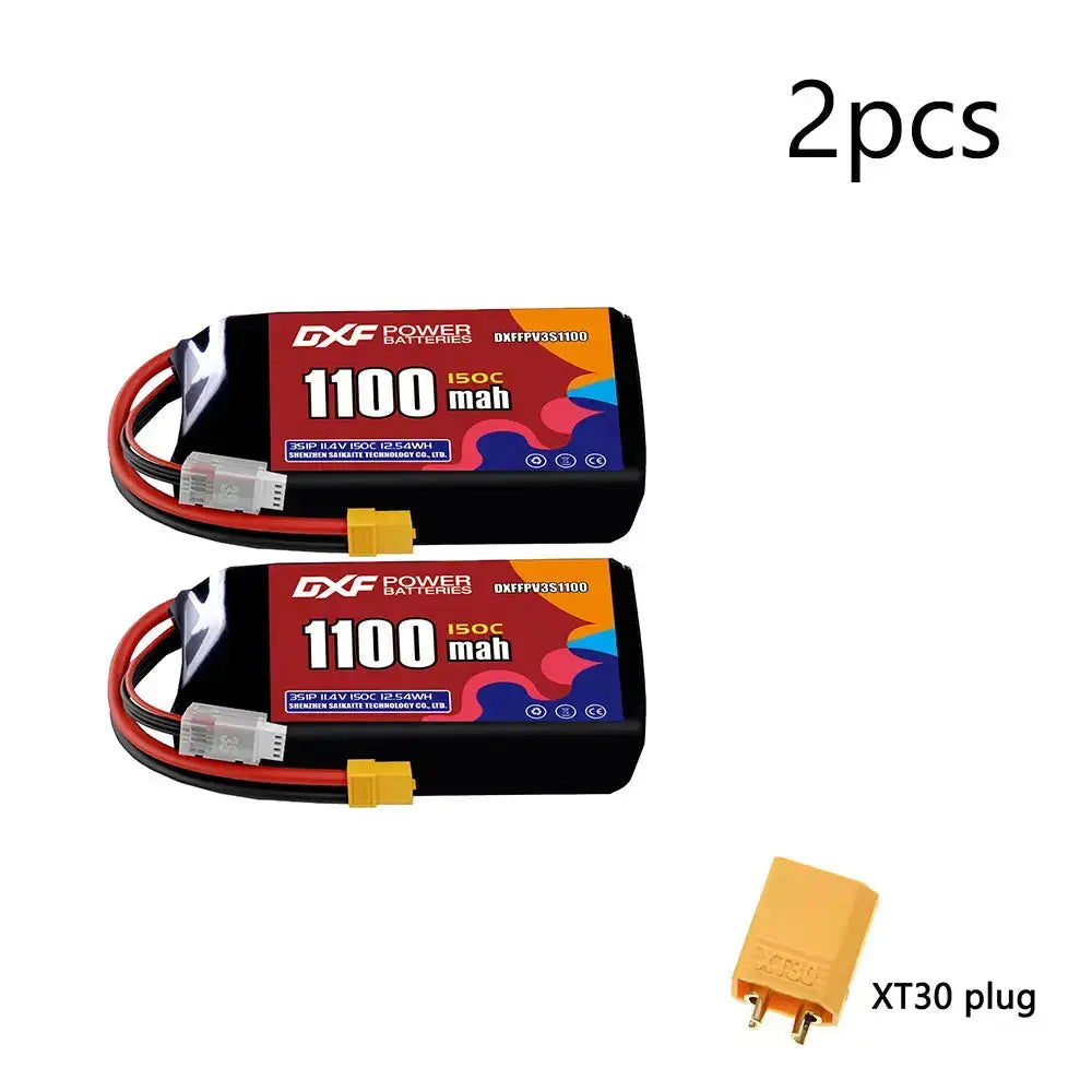 DXF 3S LiPo Battery 11.1V 150C - 650 to 1100mAh, XT30 / XT60 / JST Random Recon